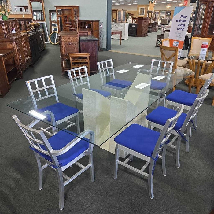 GLASS TABLE WITH 8 CHAIRS LSH