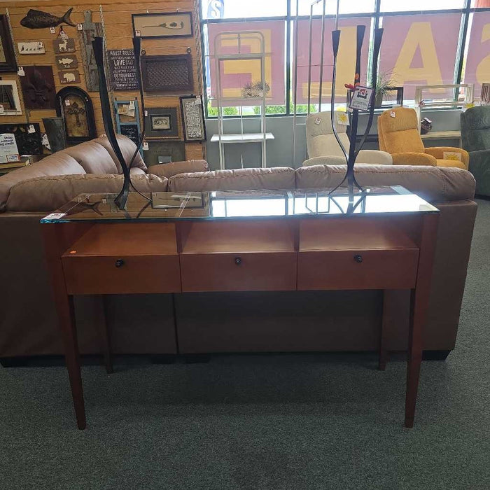 ENTRY TABLE WITH GLASS TOP BTK