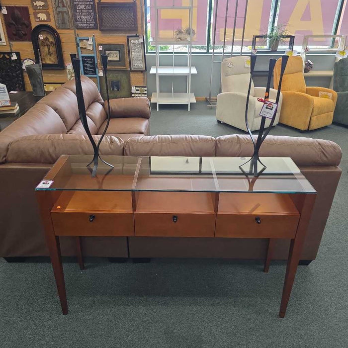 ENTRY TABLE WITH GLASS TOP BTK