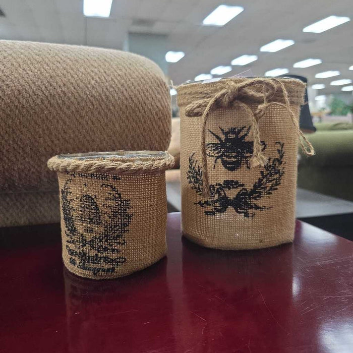 SET OF 2 BURLAP VASES S