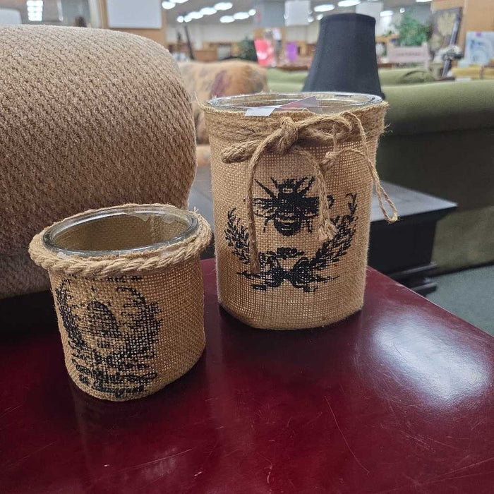 SET OF 2 BURLAP VASES S