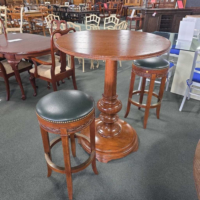 STICKLEY PUB TABLE WITH 2 STOOLS BBMH