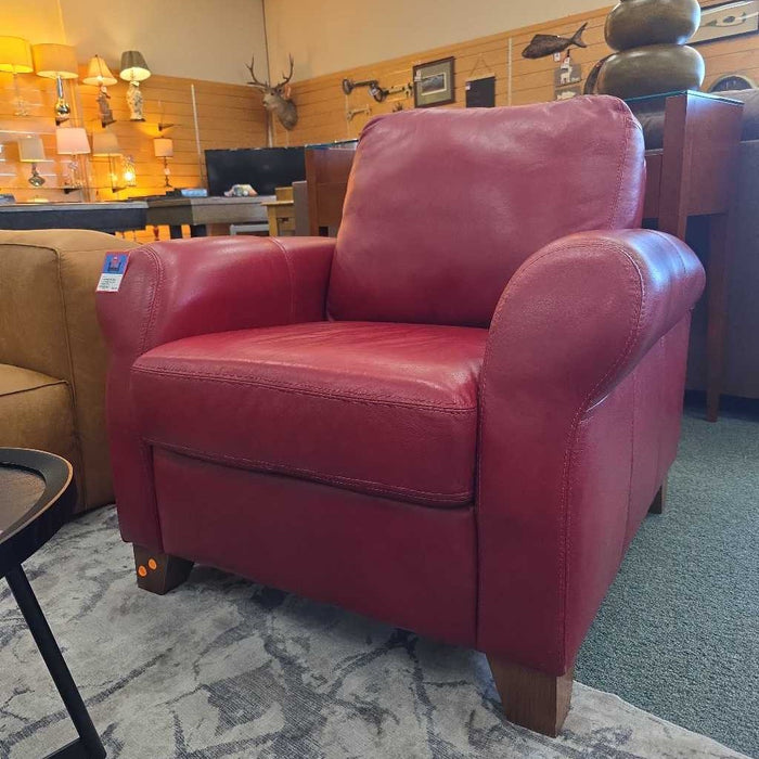 RED LEATHER ACCENT CHAIR BTK