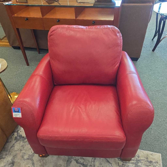RED LEATHER ACCENT CHAIR BTK