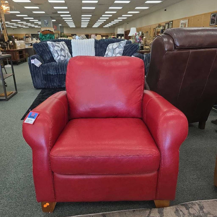 RED LEATHER ACCENT CHAIR BTK