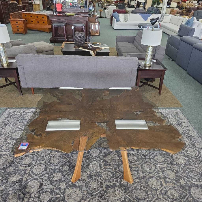 LIVE EDGE TABLE WITH GLASS TOP KLH