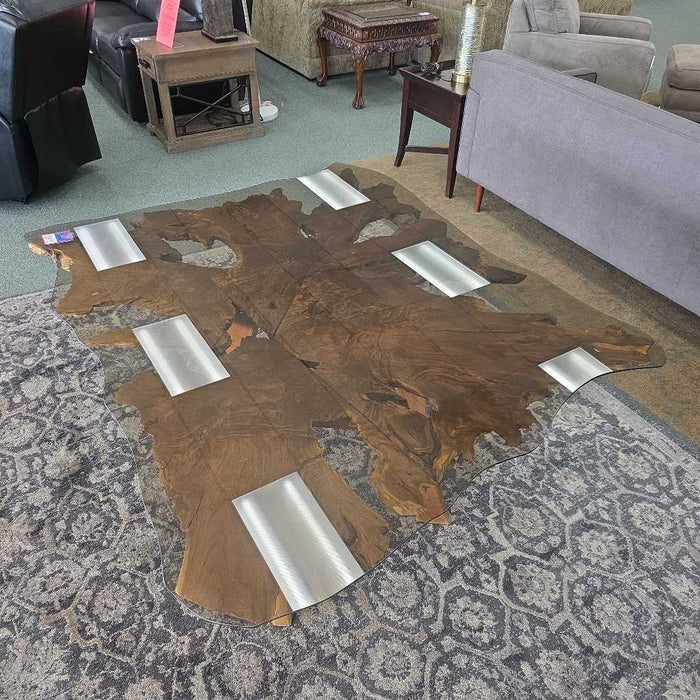 LIVE EDGE TABLE WITH GLASS TOP KLH