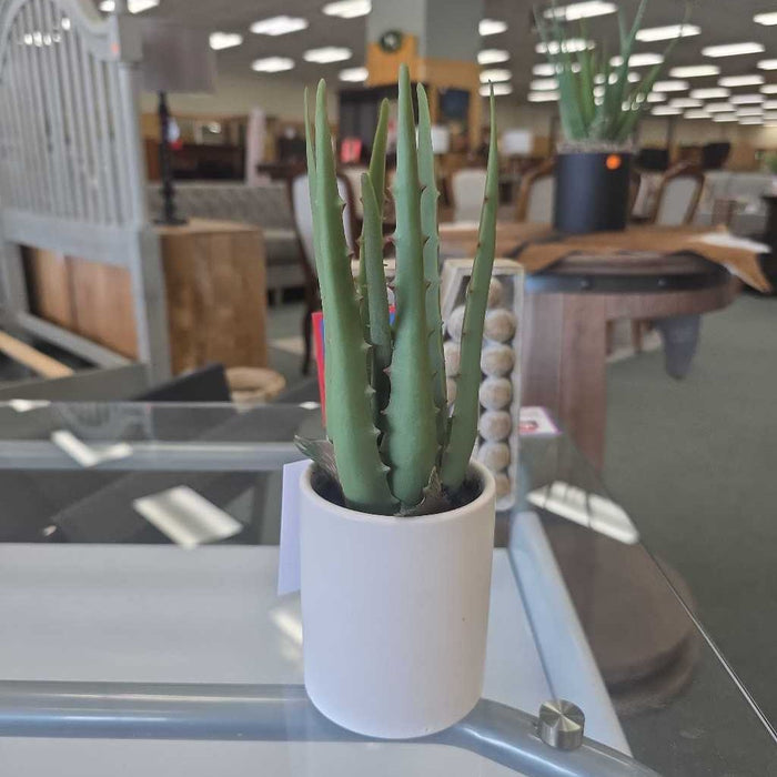 SMALL SILK CACTUS WHITE POT S