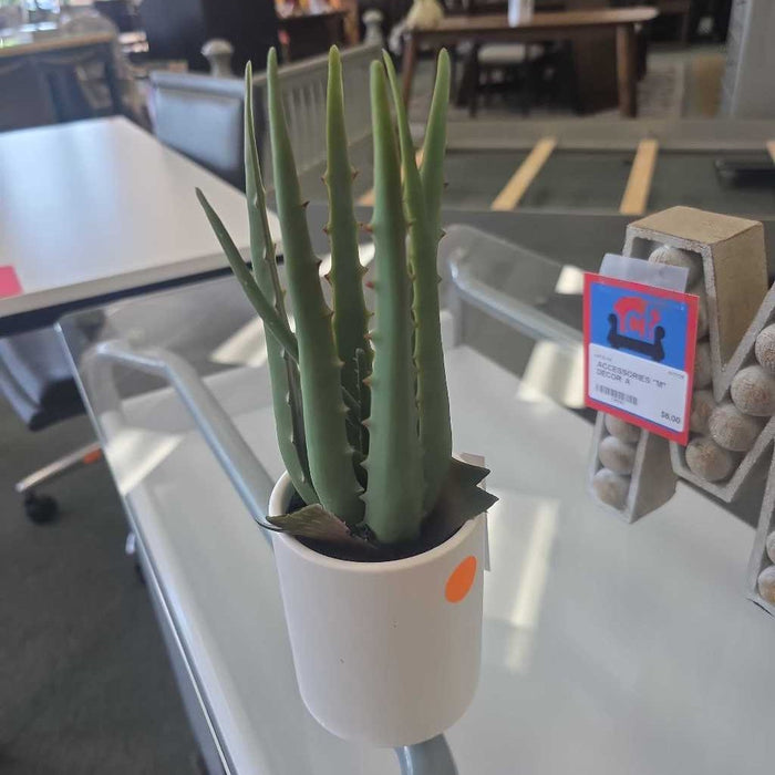 SMALL SILK CACTUS WHITE POT S