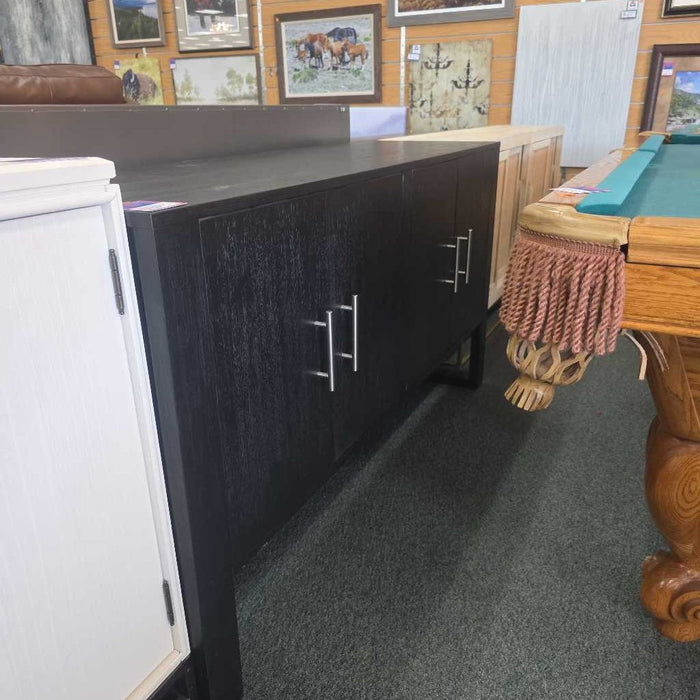 BLACK 4 DOOR CREDENZA SILVER HANDLES LSH