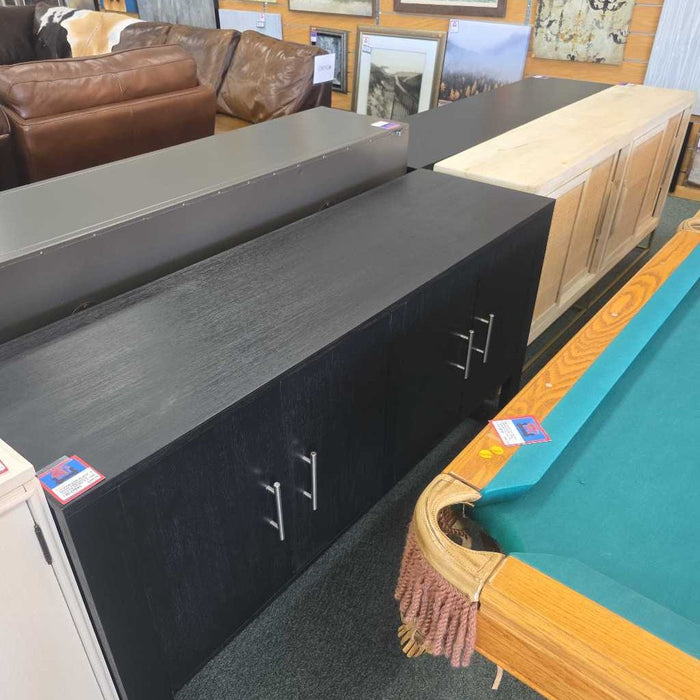 BLACK 4 DOOR CREDENZA SILVER HANDLES LSH