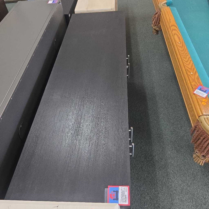 BLACK 4 DOOR CREDENZA SILVER HANDLES LSH