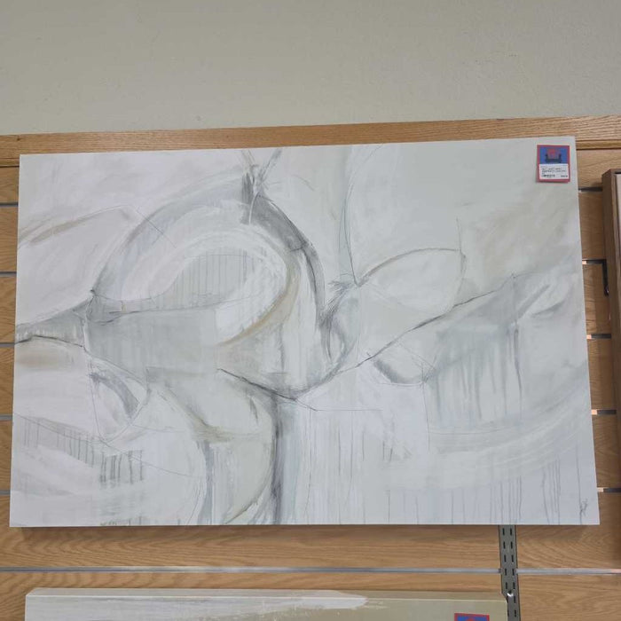 LIGHT GREY ABSTRACT CANVAS AT