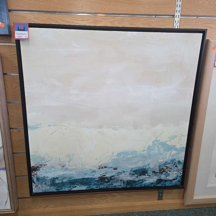 CREAM/TEAL FRAMED CANVAS AT