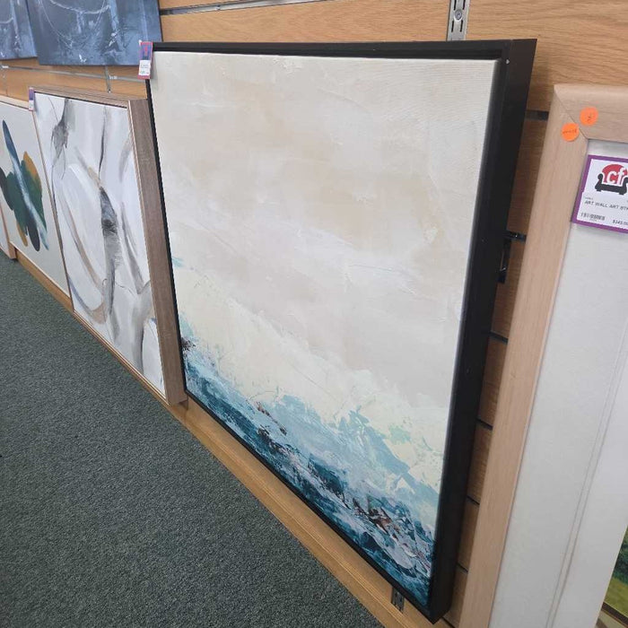 CREAM/TEAL FRAMED CANVAS AT