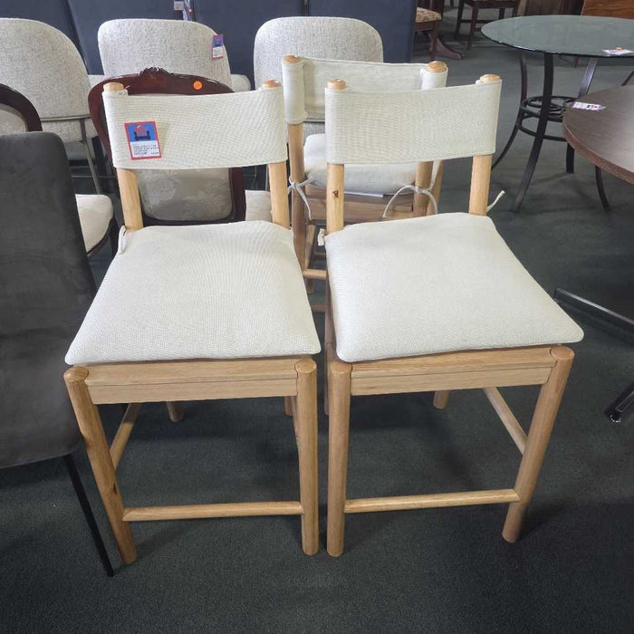 SET OF 3 WOOD STOOLS WITH CUSHIONS MI