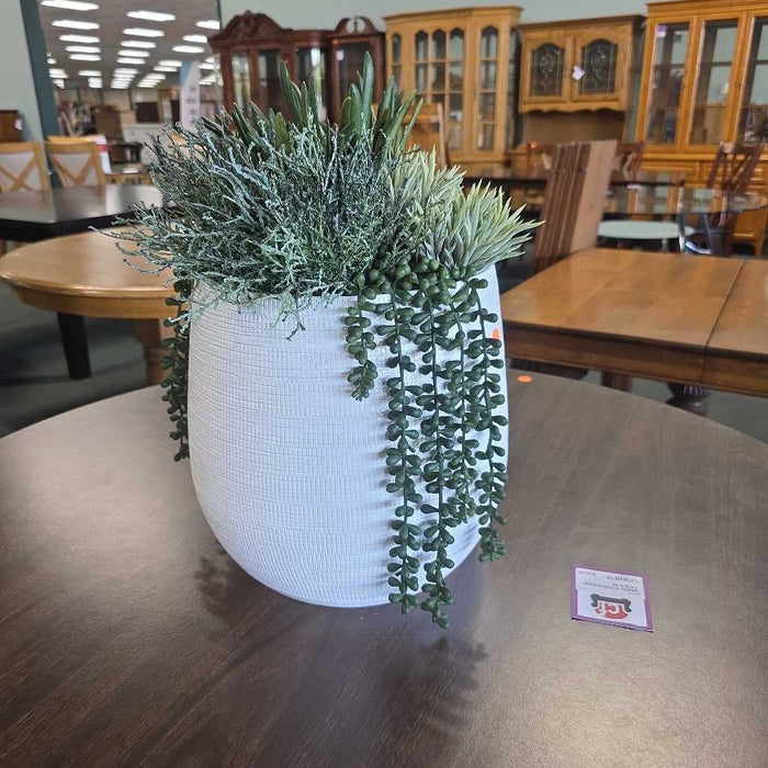 LARGE SUCCULENT TEXTURED WHITE POT BT