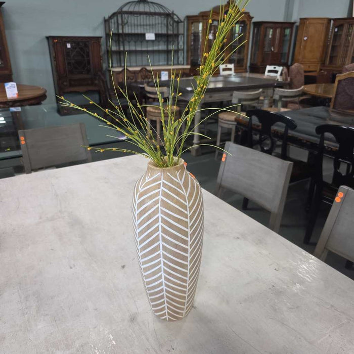 WOOD LOOK TALL BROWN/WHITE VASE BT