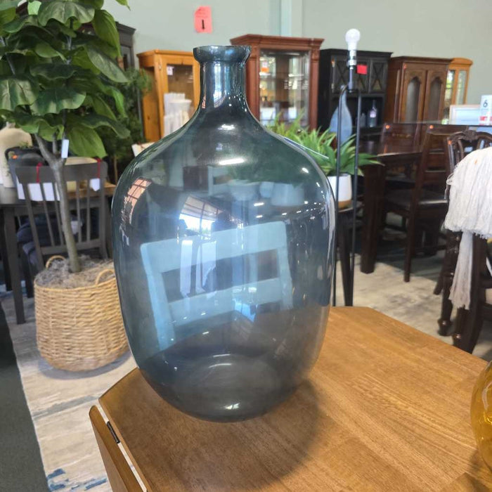 BLUE GLASS JUG VASE AT