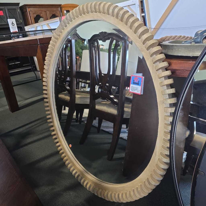 LARGE NATURAL GREY WOODEN MIRROR BTK