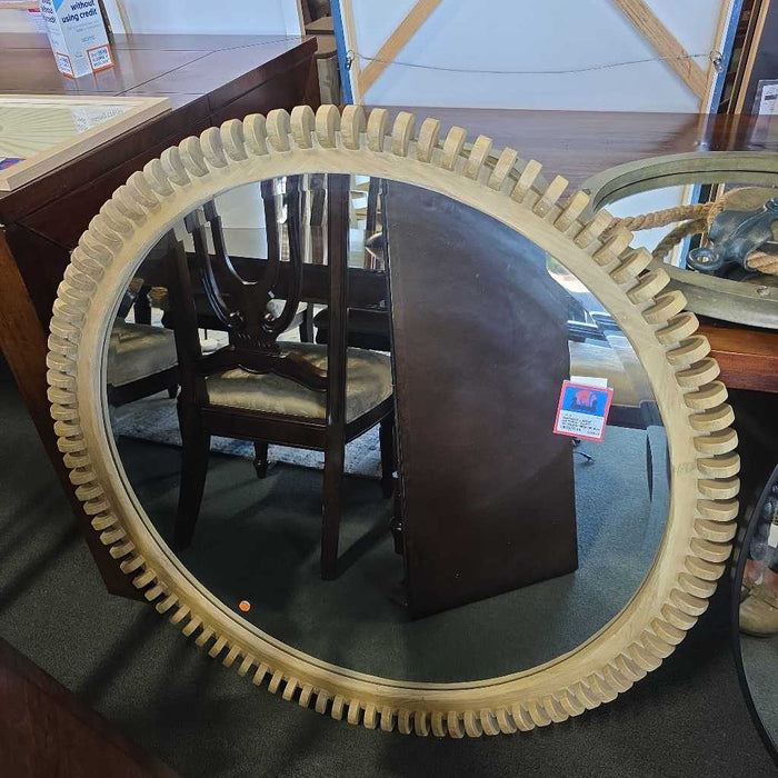 LARGE NATURAL GREY WOODEN MIRROR BTK
