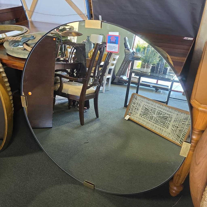 LARGE ROUND BLACK GOLD TAB MIRROR BAH