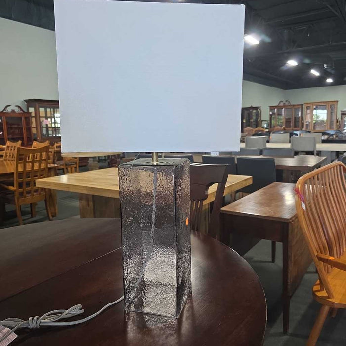SQ GREY GLASS LAMP LS