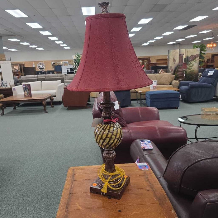 LAMP WITH RED SHADE LS
