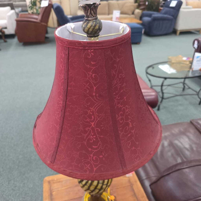 LAMP WITH RED SHADE LS