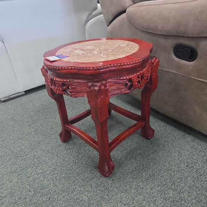 RED END TABLE WITH MARBLE MI