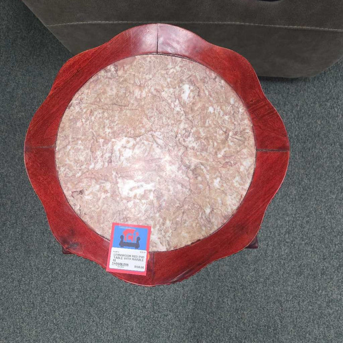 RED END TABLE WITH MARBLE MI
