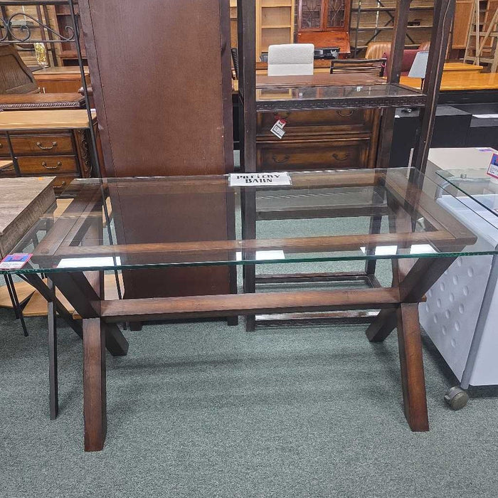 POTTERY BARN AVA GLASS TOP DESK BAH