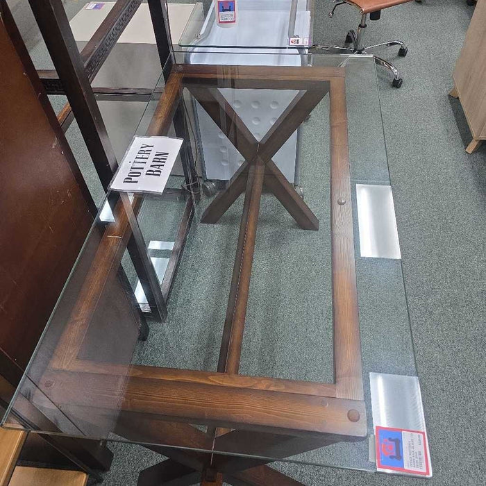POTTERY BARN AVA GLASS TOP DESK BAH