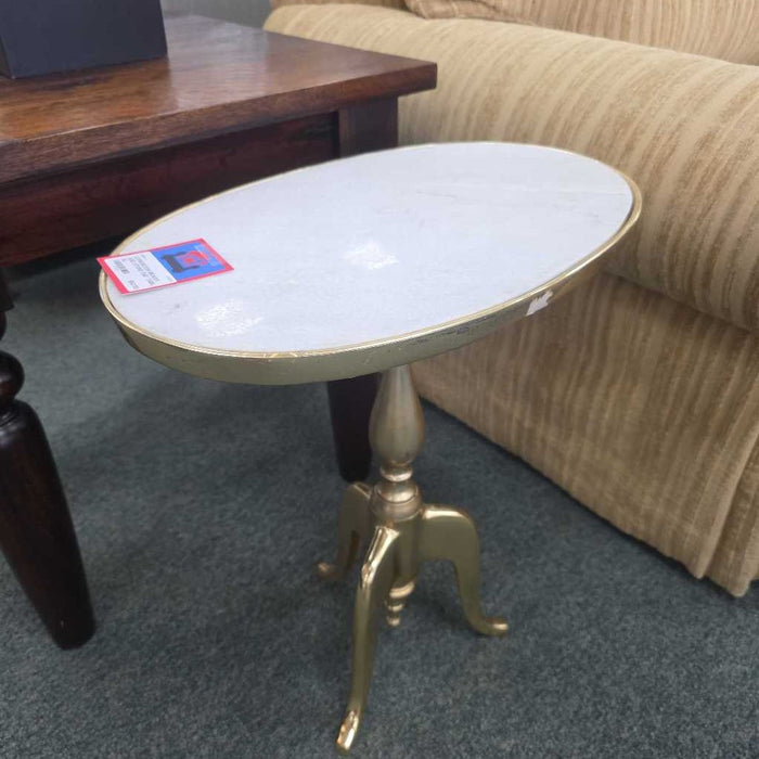 BRASS AND STONE END TABLE KL
