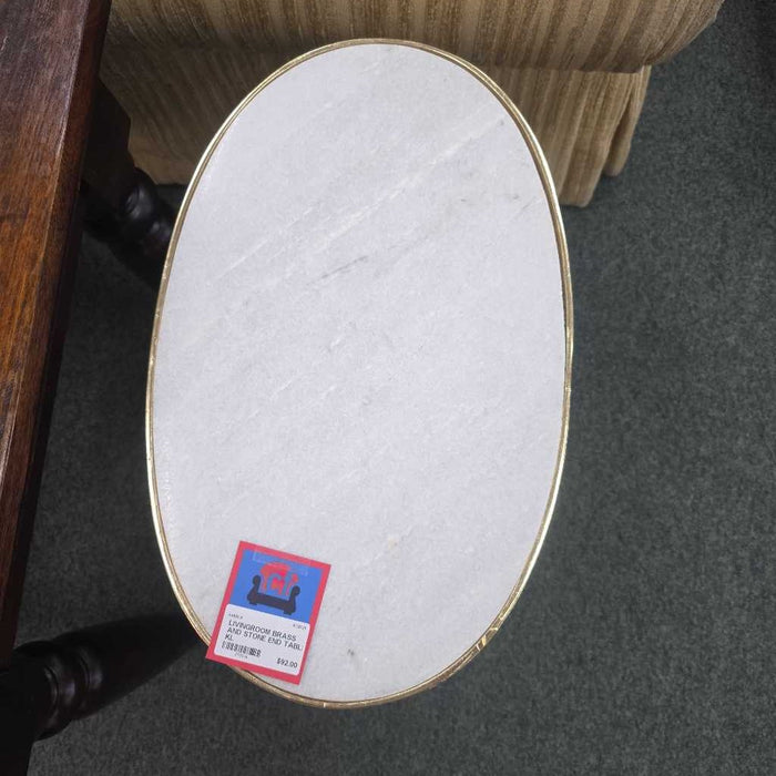 BRASS AND STONE END TABLE KL