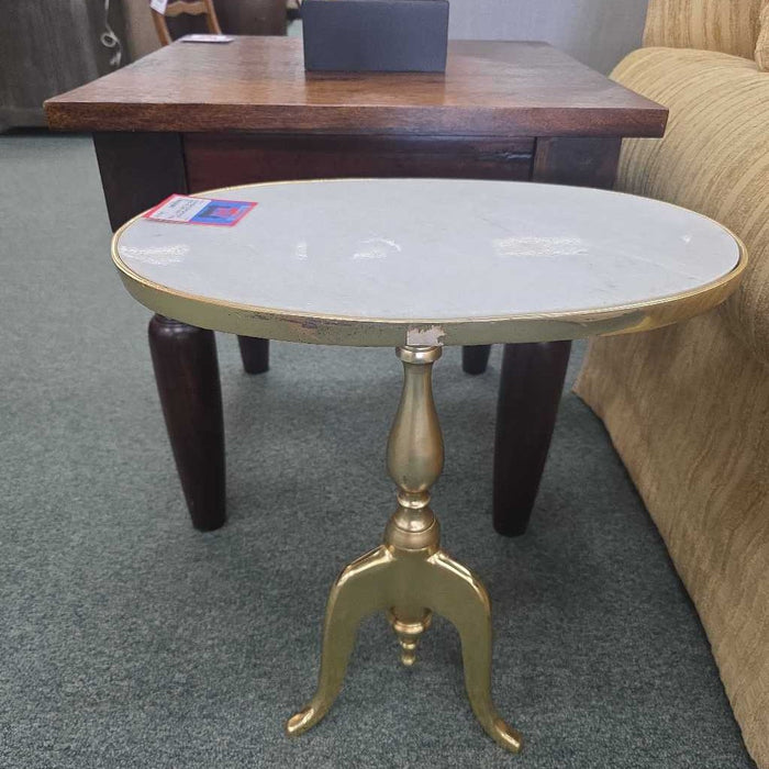 BRASS AND STONE END TABLE KL