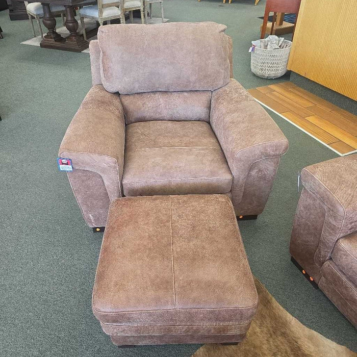 KNOX ITALIAN ALL LEATHER CHAIR WITH OTTOMAN ALK