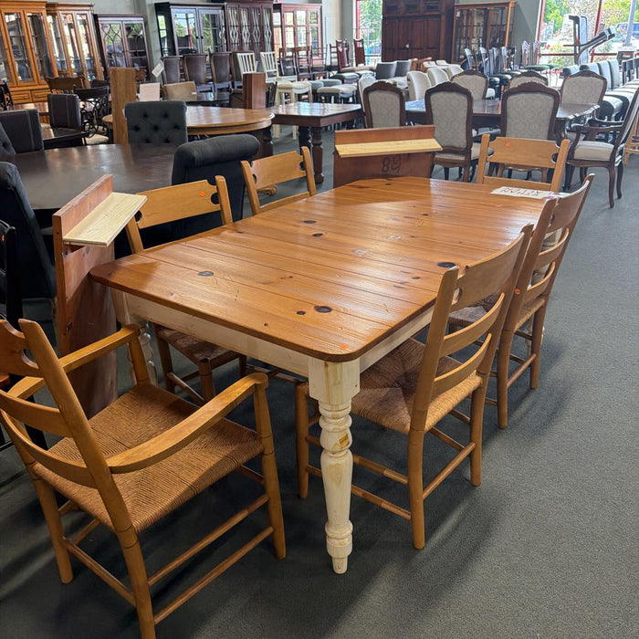 ETHAN ALLEN TABLE 2 LEAVES 6 CHAIRS LSH