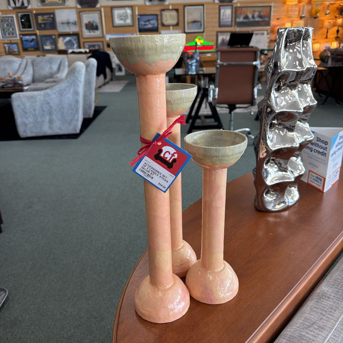 SET OF 3 CANDLE STICKS DECOR