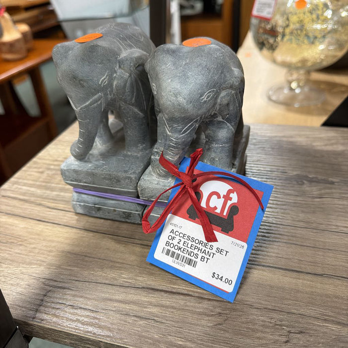 SET OF 2 ELEPHANT BOOKENDS BT