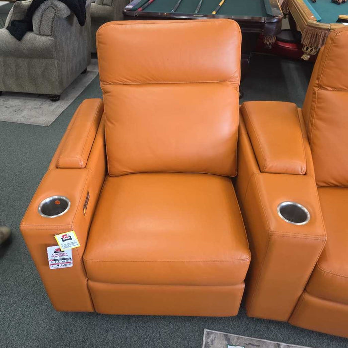 OMNIA 4PC ORANGE LEATHER THEATRE SEATING