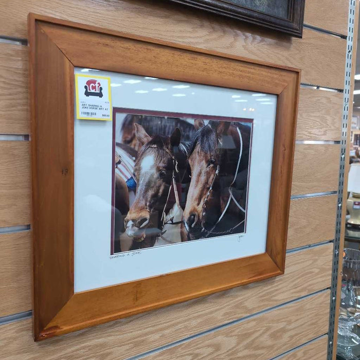 SHARING A JOKE HORSE ART