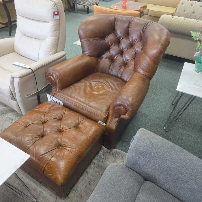 RESTORATION HARDWARE CHURCHILL CHAIR WITH OTTOMAN KLH