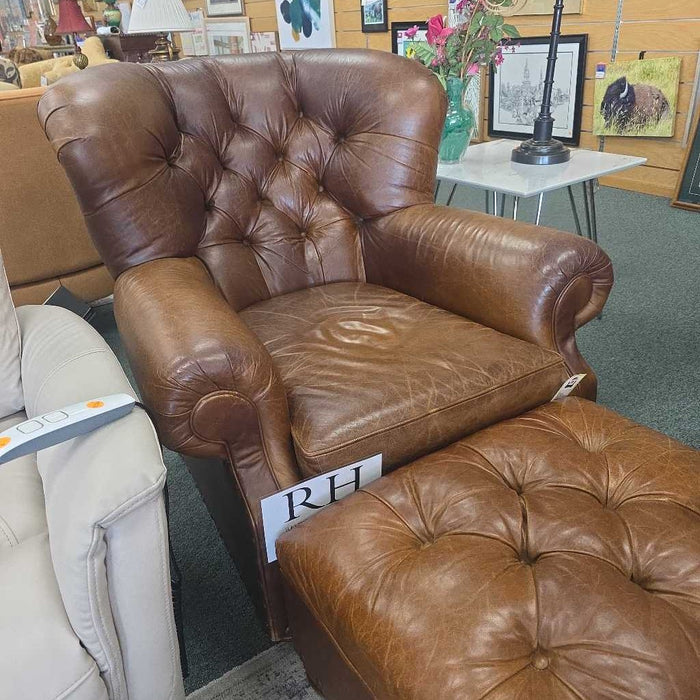 RESTORATION HARDWARE CHURCHILL CHAIR WITH OTTOMAN KLH
