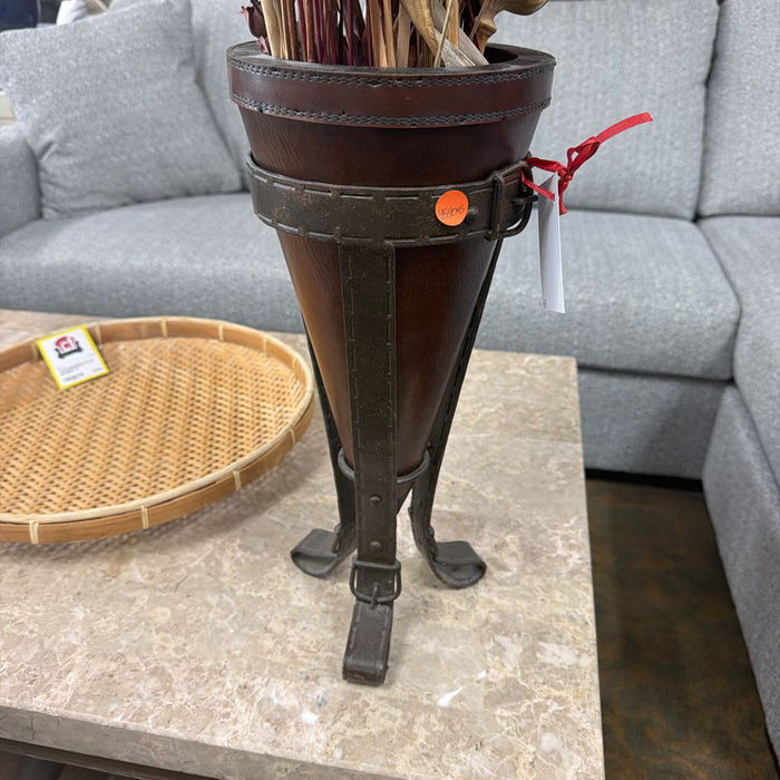 SILK PLANT WITH LEATHER VASE AT