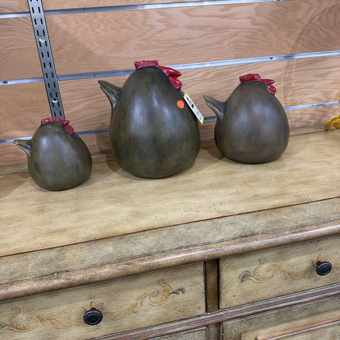 SET OF 3 CHICKEN DECOR BT
