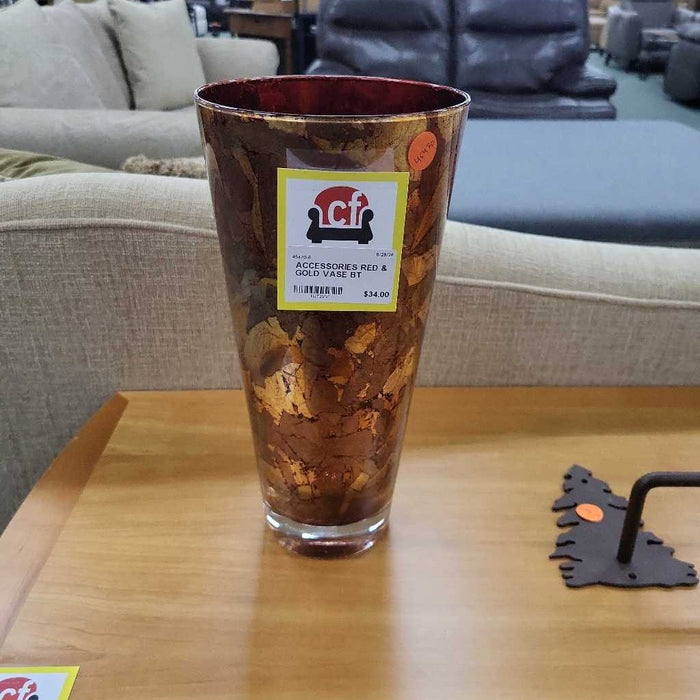 RED & GOLD VASE BT