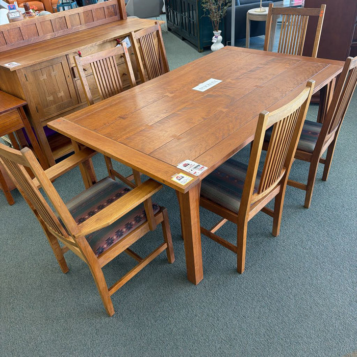 STICKLEY TABLE WITH 6 CHAIRS AND 2 LEAVES BBMH