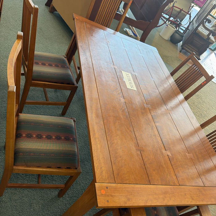 STICKLEY TABLE WITH 6 CHAIRS AND 2 LEAVES BBMH