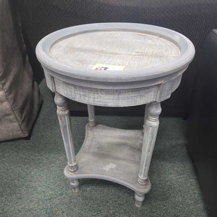 GRAY END TABLE AT